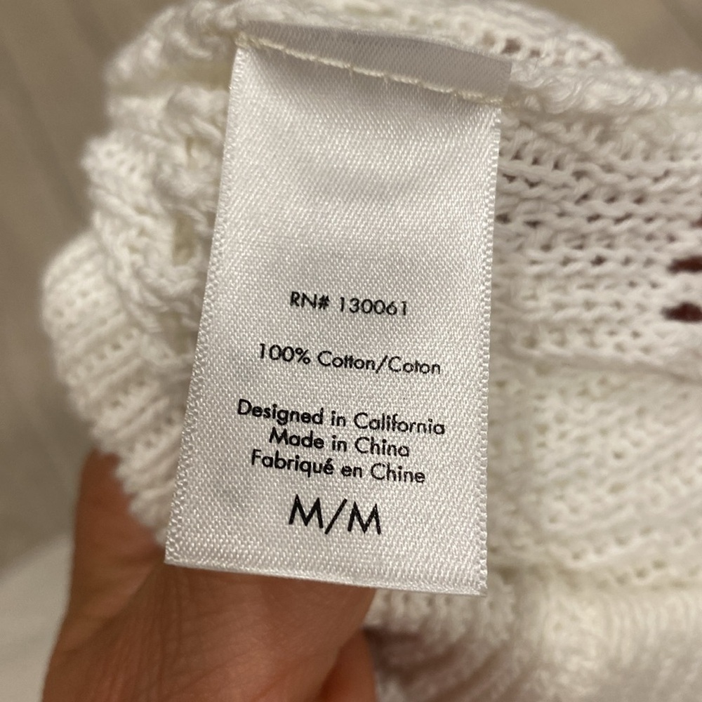 L*Space Ivory Knit Pants Marbella Crocheted Cover-Up Pants, 100% Cotton SizeM - Picture 15 of 16